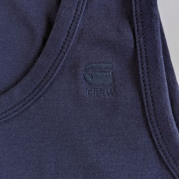 G-star Raw Women's Sleeveless Cotton Logo Tank Tops Sz S in Navy and White - Picture 7 of 16